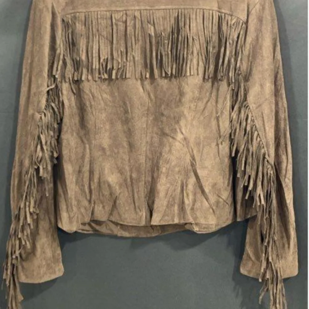 Lane Bryant Fringe Jacket NWT $120 MSRP. Brown. Open front - Picture 3 of 11